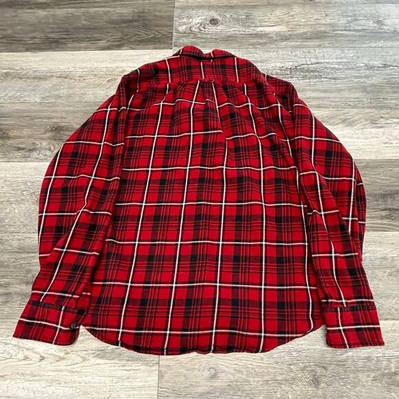 Eddie Bauer Flannel‎ Shirt Red Black Mens XL Tartan Plaid Long Sleeve Button Up - Picture 2 of 10